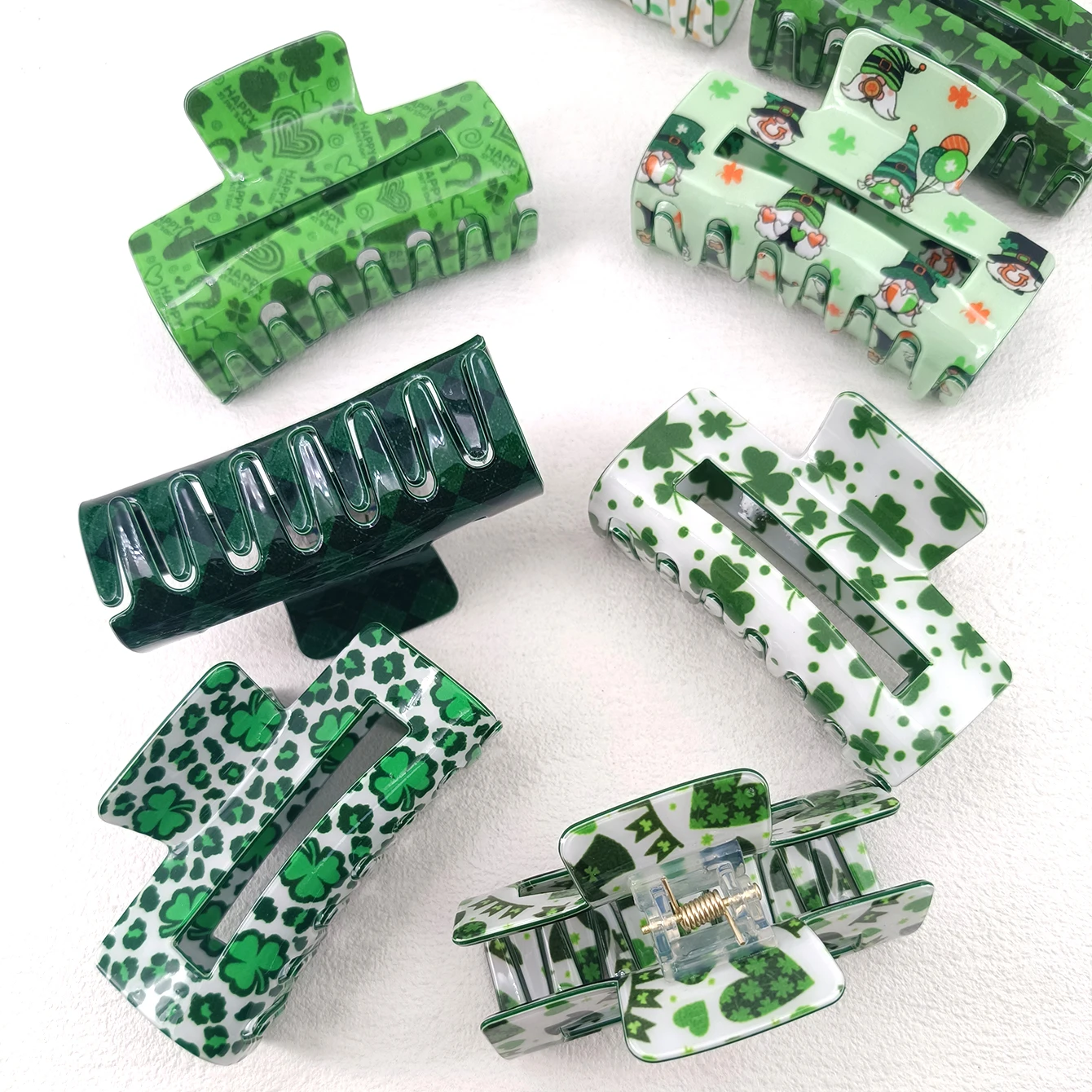 8.2cm 2024 St. Patrick\'s Day Clover Hair Clip Heart shaped Leaf Headpiece Irish Festival Collection Party Decoration