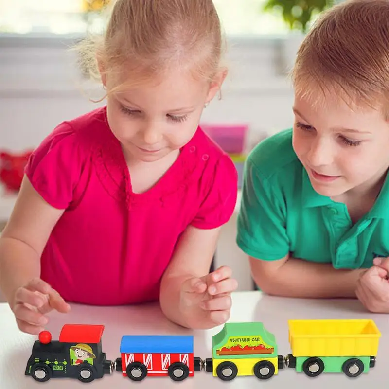 Giocattoli del treno Set di treni magnetici in legno Giocattoli educativi Montessori per bambini Numero del treno del bambino Accessori per giocattoli di apprendimento in legno