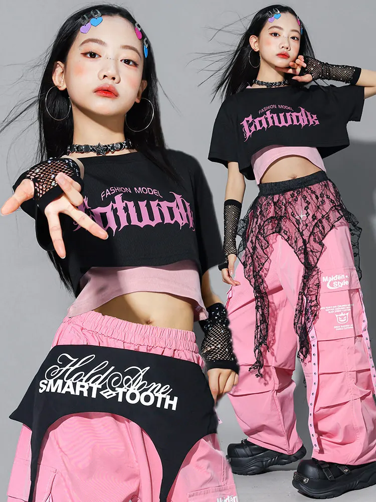 女の子用ジャズダンス衣装-子供用ファッションショー用耐久性のあるストリートウェアダンスコスチュームセット-若者向け