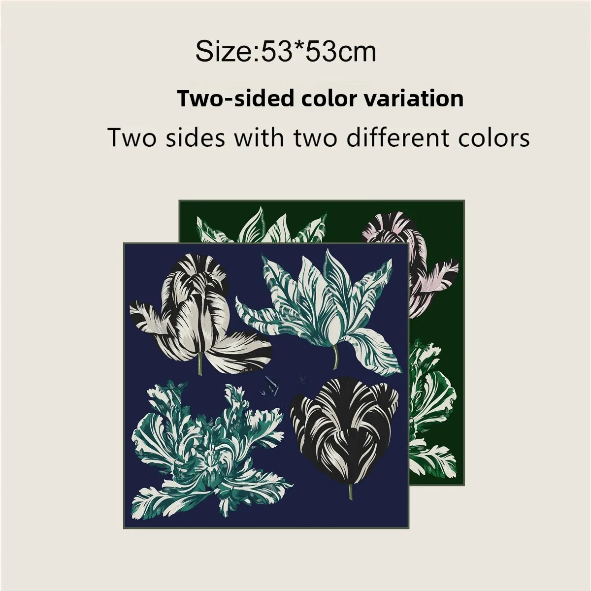 

Korean Style 53cm New Leaf Flower Versatile Small Scarf Headscarf Decorative Double Sided Color Different Small Silk Scarf