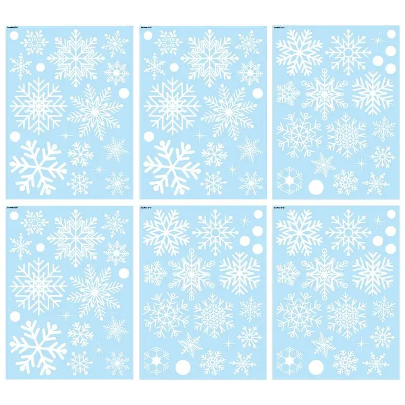 Christmas Window Clings 6-piece Realistic Snowflake Stickers Beautiful Winter Snow Flakes Clings Funny Window Stickers For Home