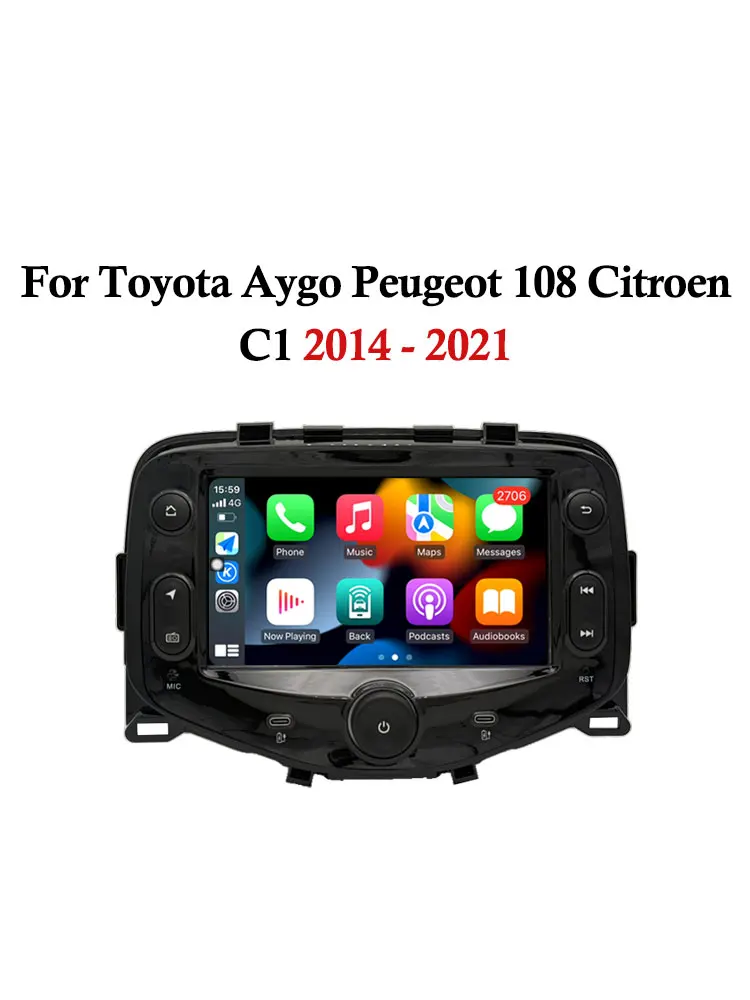 Android Auto für Toyota Aygo Peugeot 108 Citroen C1 2014 - 2021 Autoradio Auto Radio Multimedia Player Carplay GPS Navi DSP