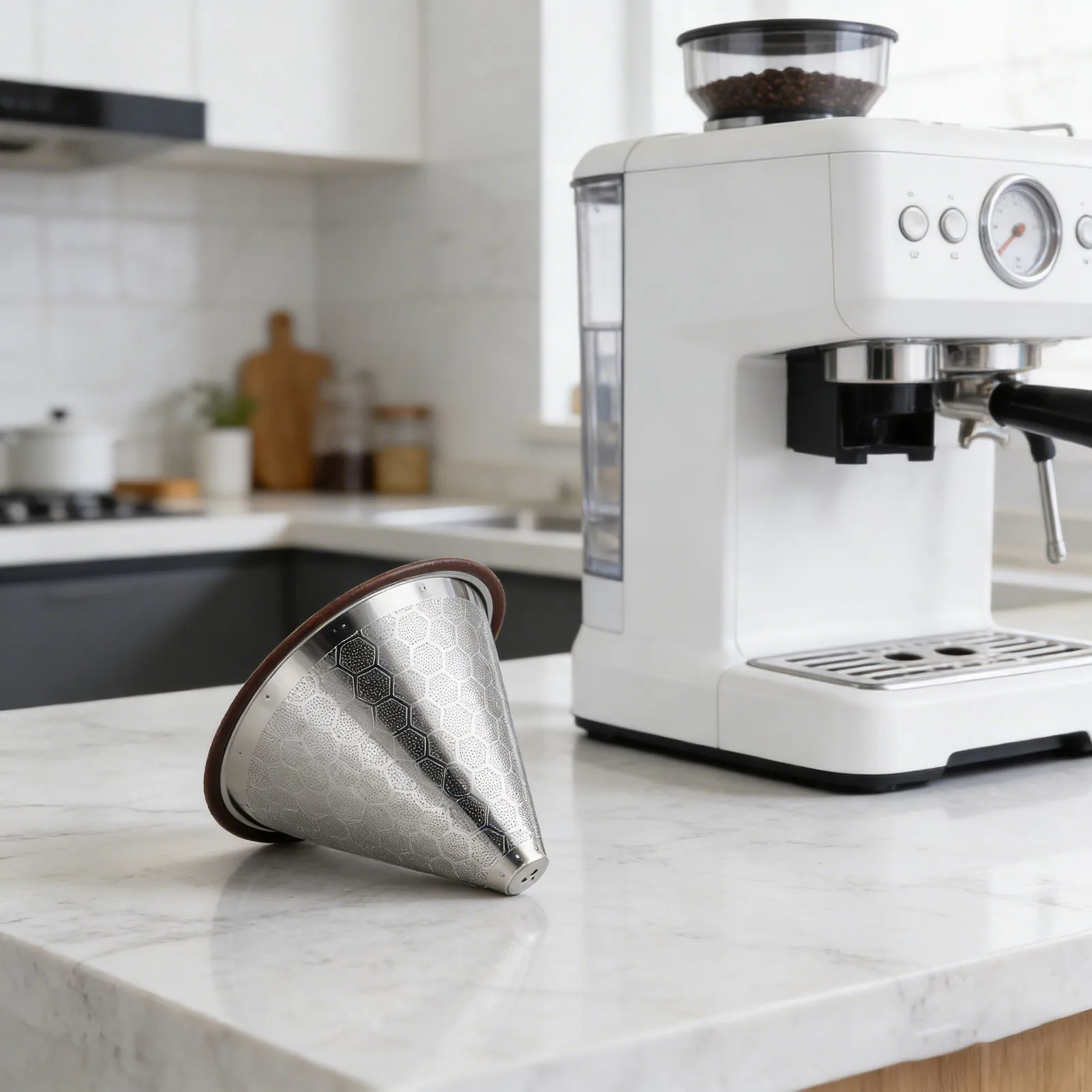 Reusable Stainless Steel Coffee Filter Paperless Fine Mesh Strainer for 13 Cups Designed for Consistent and for Clean Coffee