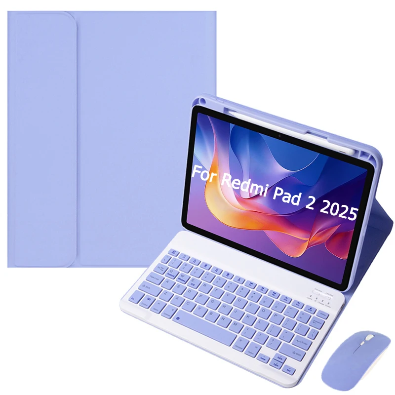 

Case with Keyboard for Xiaomi Redmi Pad 2 2025 11 inch Stand Cover with Pencil Slot Spanish Portuguese Russian English Keyboard