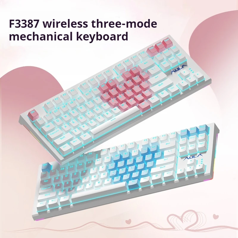 New F3387 Mechanical Keyboard Computer Notebook Excellent Feel Game Lightweight Low Delay E-Sports Love Keyboard Birthday Gift