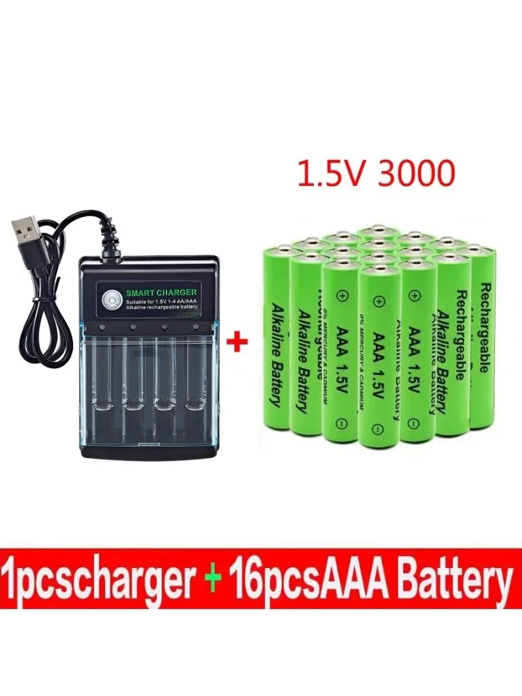 

100% New AAA Battery 3000 MAh Rechargeable Battery AAA 1.5 V 3000 MAh Rechargeable New Alcalinas Drummey + Charger