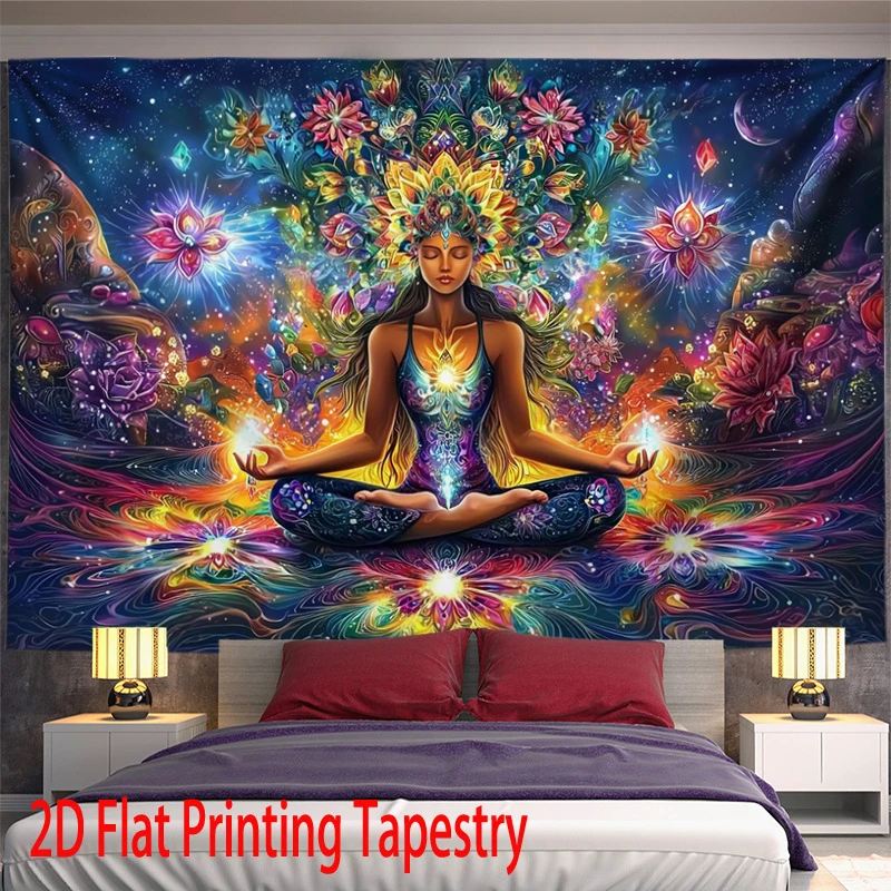 Bohemian Style Mandala Meditation Goddess Energy Tapestry Living Room Bedroom Garden Office Wall Hanging Home Wall Decoration