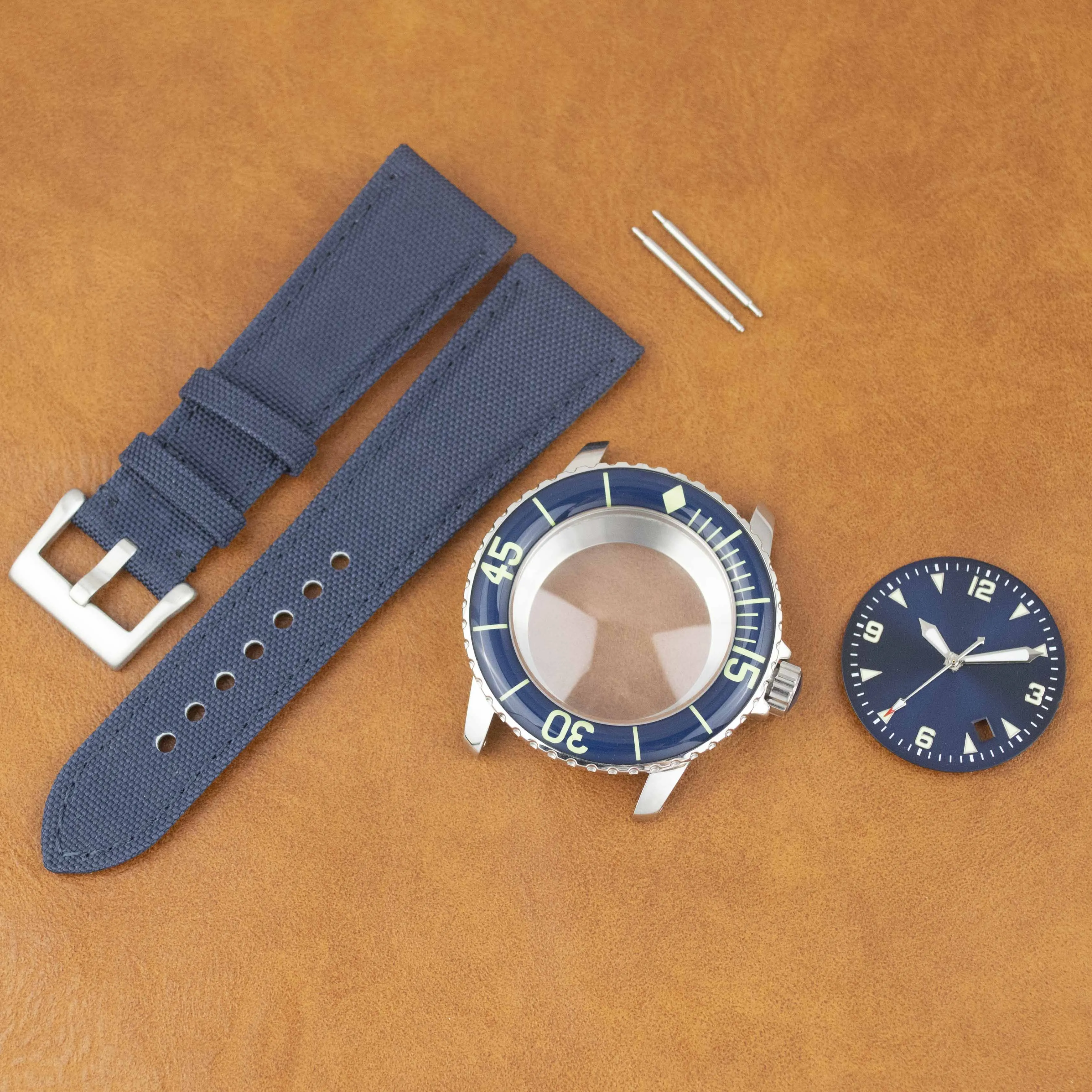 NH35 Case Strap for Fifty Fathoms Watches High Quality 45mm Men Watch Case Watch Band fit NH35 Automatic Movement Watch Parts