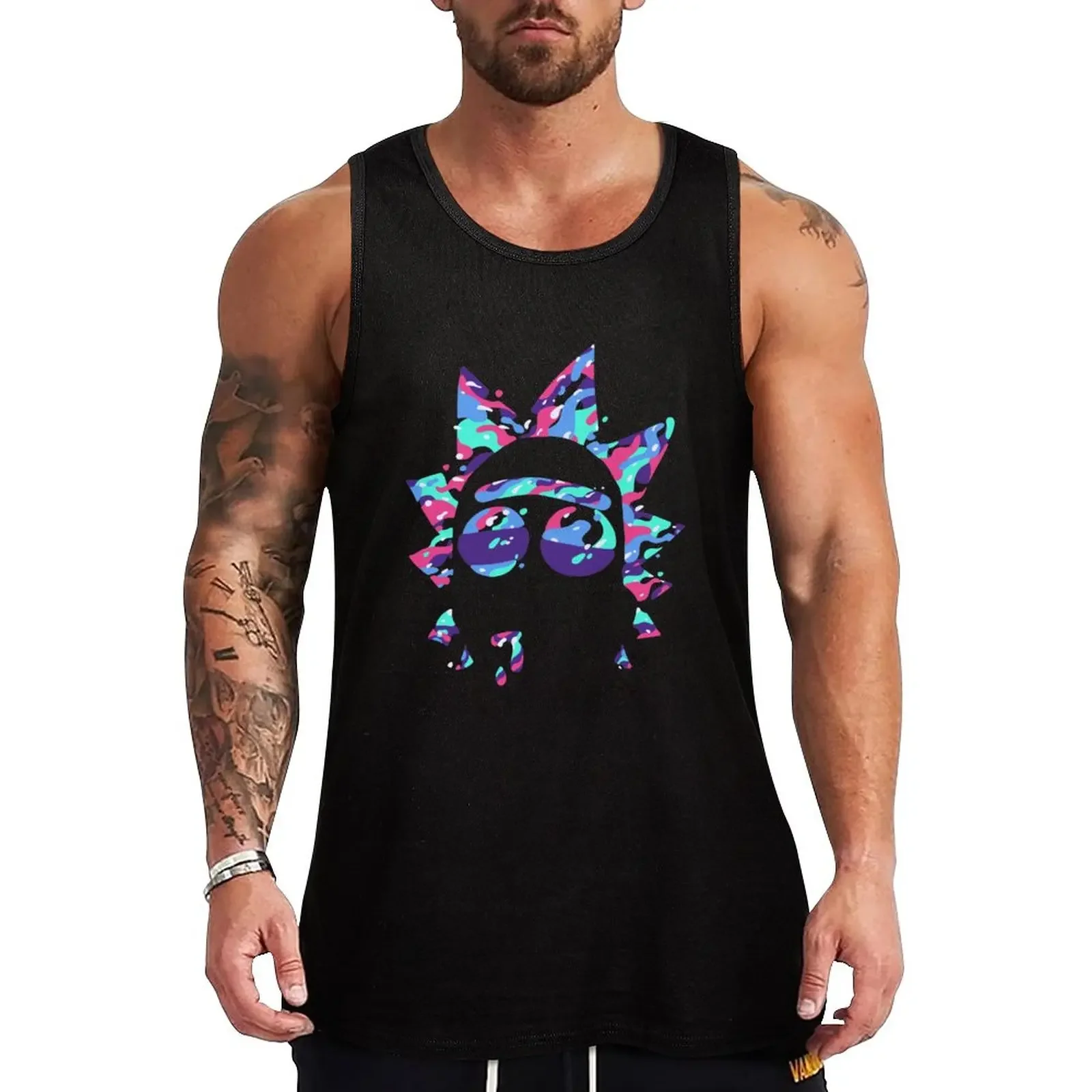 

New Rainbow Rick Tank Top male top anime gym gym shirts