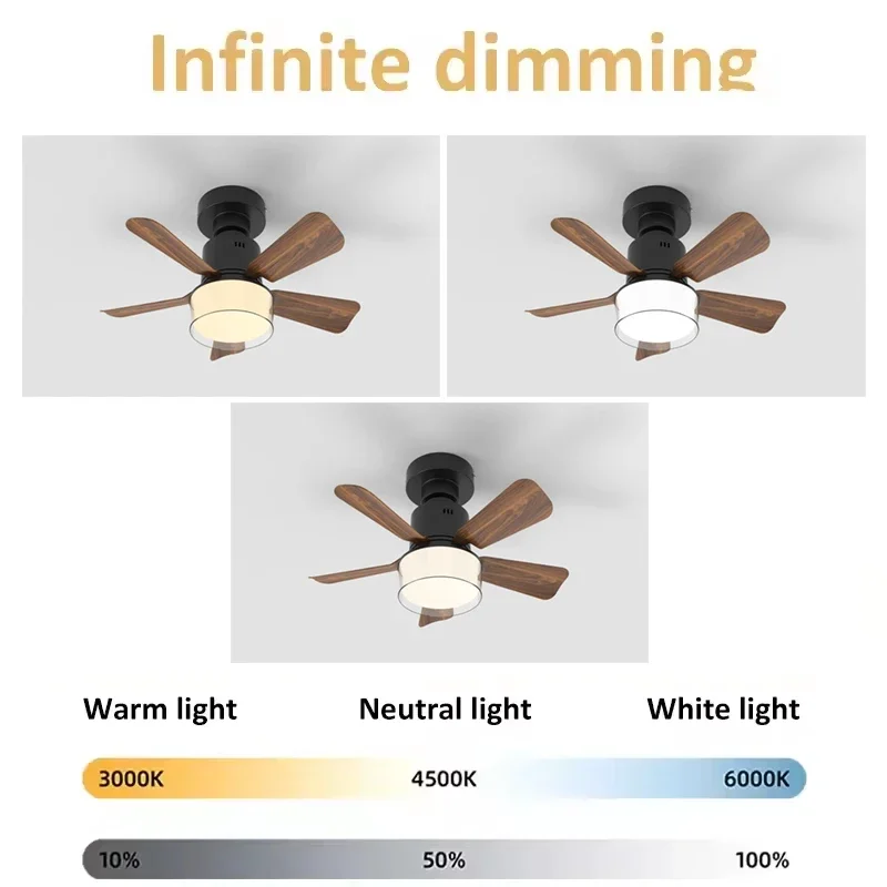 Ceiling Fan With Lamp Modern and Simple Silent Ceiling Fan With Rod 4 Speed APP and Remote Control Fan Lights for Bedroom Lights