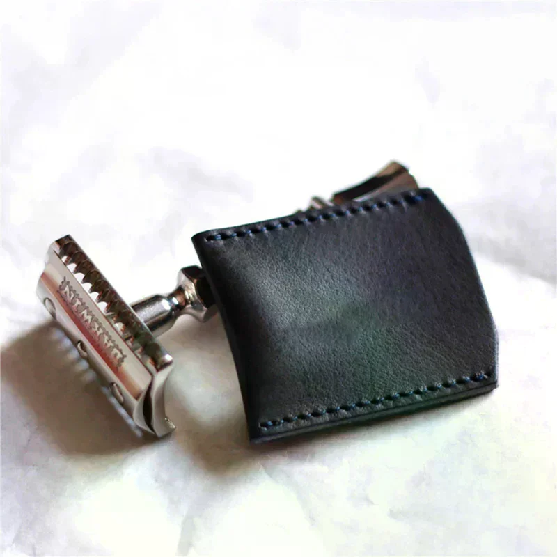 1PC Double Edge Safety Razor Head Sleeve Protective Case Leather Without Razor