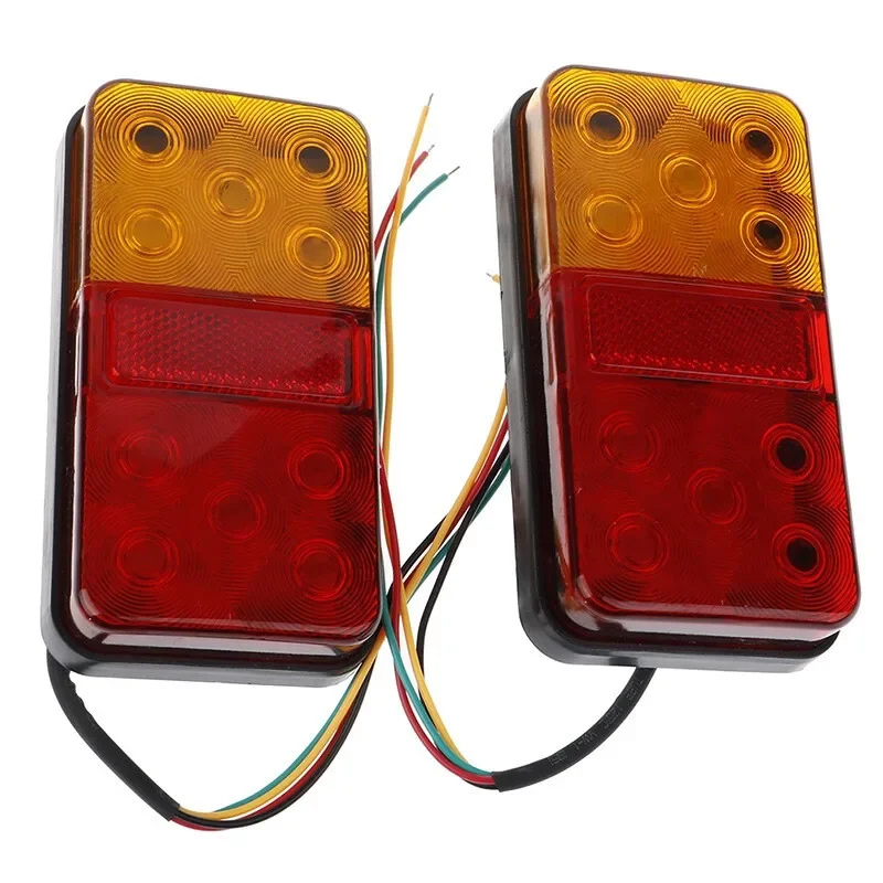 10 LEDs Waterproof Trailer Tail Light Kit Pair 4 Core Wire Plug E-MARK Approved For Caravan Boat Ute Truck RV