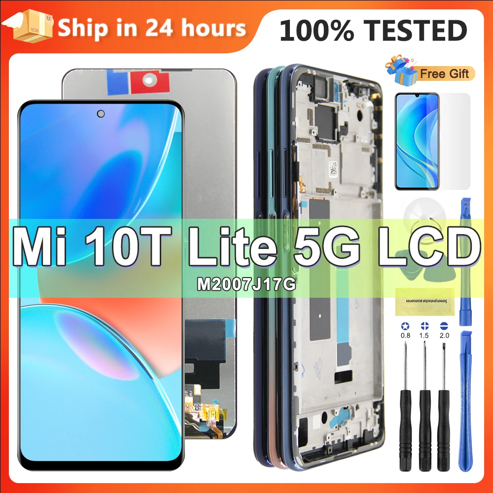 6.67\'\' Mi 10T Lite 5G Screen Replacement, for Xiaomi Mi 10T Lite 5G M2007J17G Lcd Display Digital Touch Screen With Frame