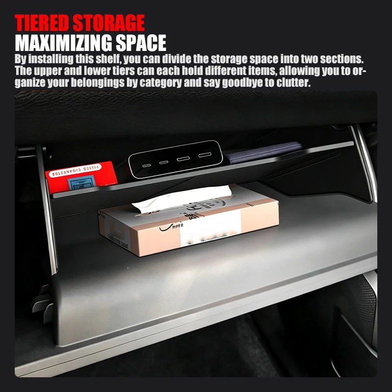 Co-pilot Storage Organizer Board For BYD Shark 6 2024 -ON LHD Passenger Glove Storage Box Divider Partition Interior Accessories