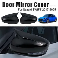 Cubierta de espejo de puerta mejorada para coche Suzuki SWIFT 2017-2025 fibra de carbono negro brillante accesorios retrovisores de coche decoración estilo