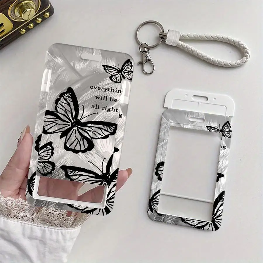 Cover Case 1Pc Card Holder Retractable Credit Card Holders Holders Child Bus with lanyard Bank ID Badge Ink Butterfly