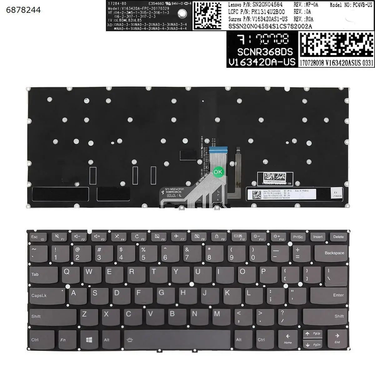 Imagem -02 - Teclado Russo dos Eua para Lenovo Backlit ru Lenovo Yoga 92013 920-13ikb 920 13isk 920-13isk Lcm16n7 Novo