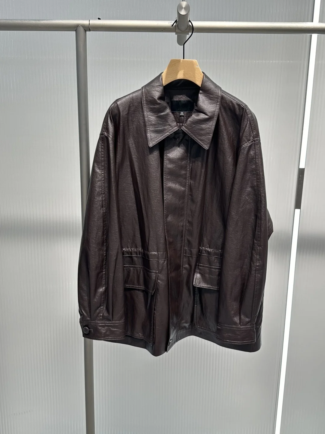 Rose Brown Mid-Length Women's PU Leather Jaet Coat Aino 2025 Autumn New Arrival Commute Sle Long Sve Other Material