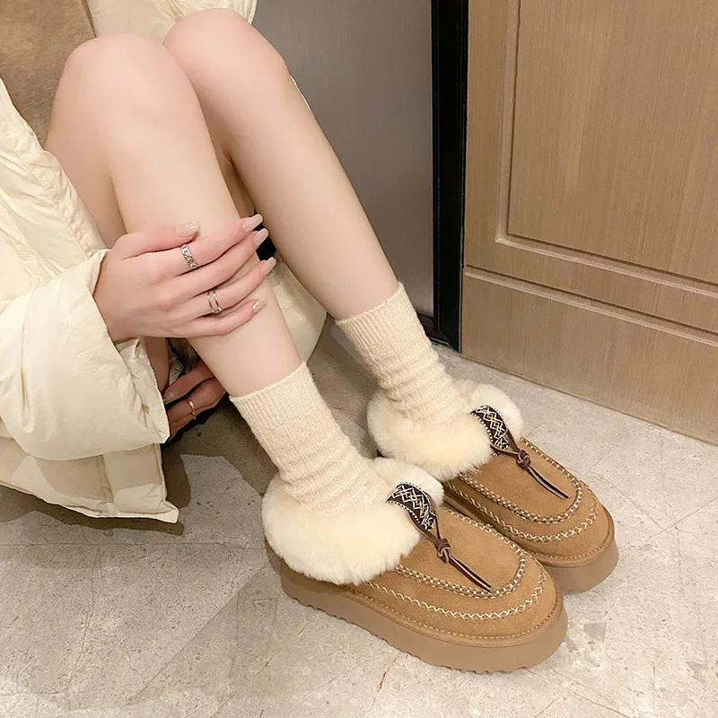 

Fashionable Boots Extraordinarily Thick Platform Snow Boots Thermally Insulated Ankle Boots Shearling Lined Plush Boot