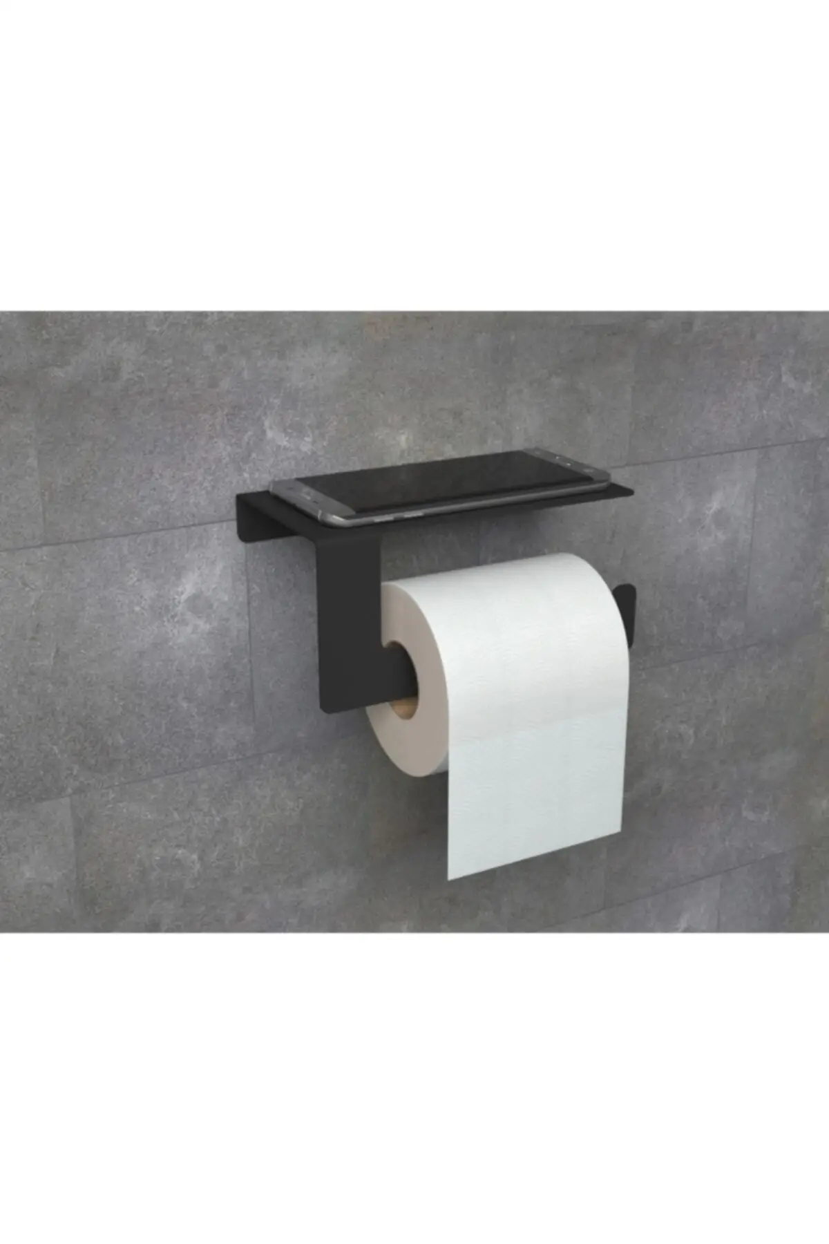 Metal Matte Black Toilet Paper Holder With Phone Shelf High Quality New Model Home Toilet Ware Decoration Convenient 2022