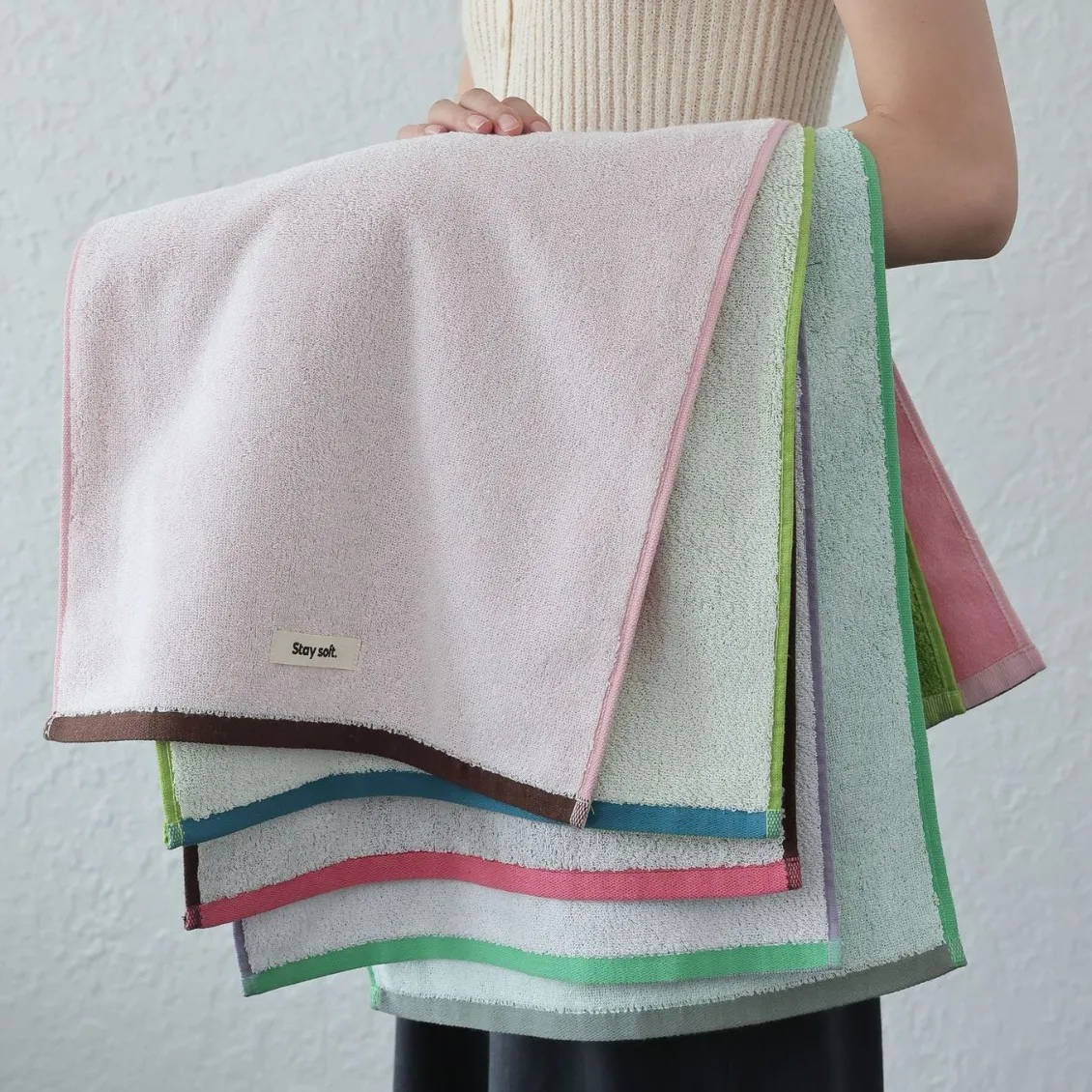 AB Color Contrasting Pure Cotton Towel Woven Towel  Combed Cotton Towel  household absorbent face towel, bath towel