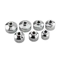 7Pcs Oil Filter Socket Wrench Set Car Tools Sturdy Steel Universal 24mm 27mm 29mm 30mm 32mm 36mm 38mm 3/8'' Drive Removal Tool