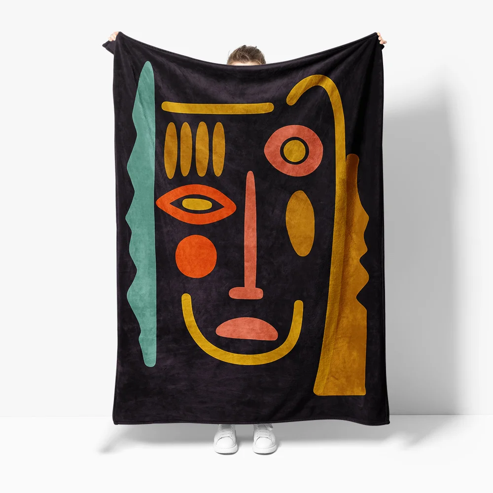 

Абстрактное геометрическое одеяло для дивана, красочное одеяло современного искусства, настенный художественный декор, подарок для женщин, девочек-подростков