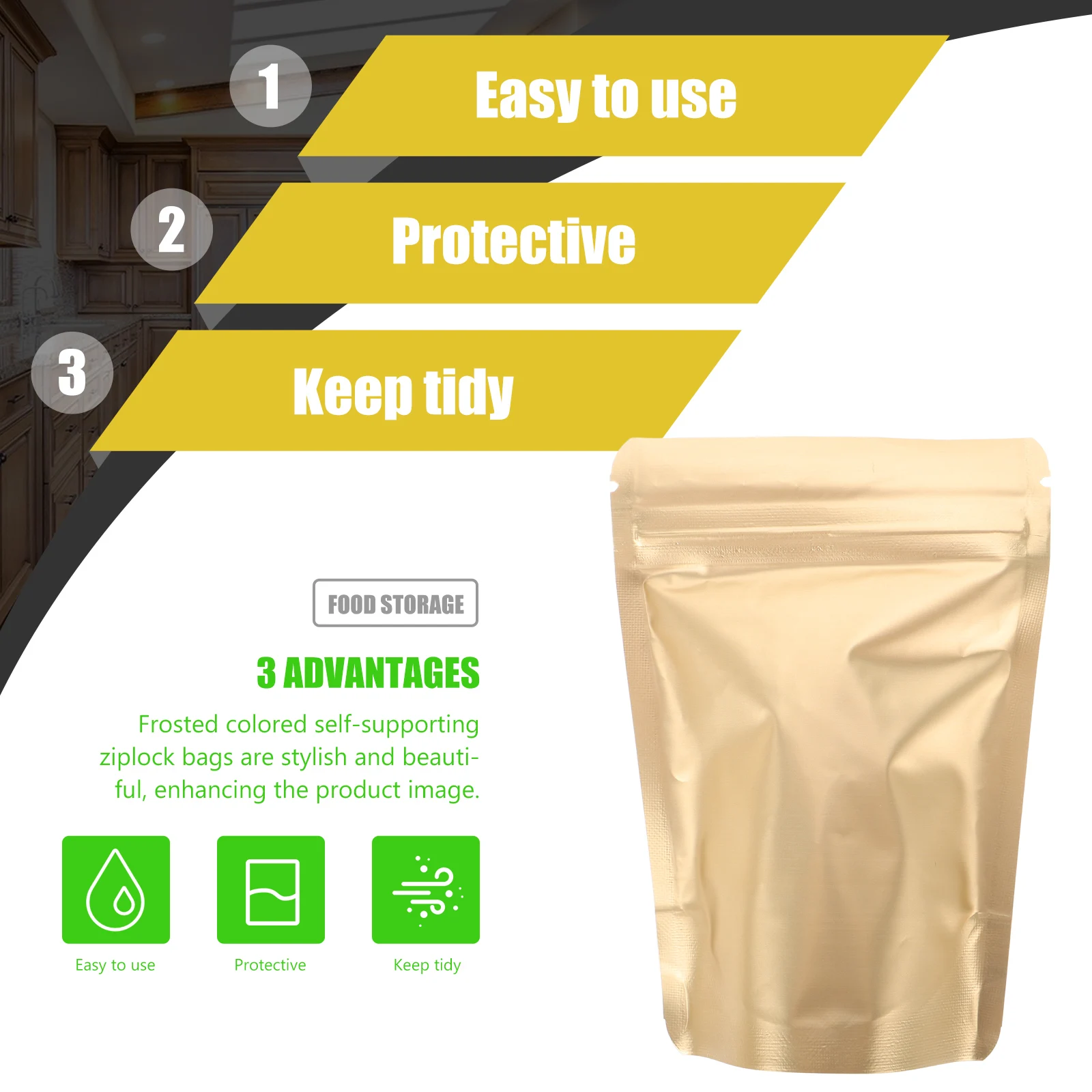 

50pcs Seal Resealable Airtight Zipper Pouches Aluminum Foil For Coffee Tea Snacks Stand Up Storage Bags Sealed Food