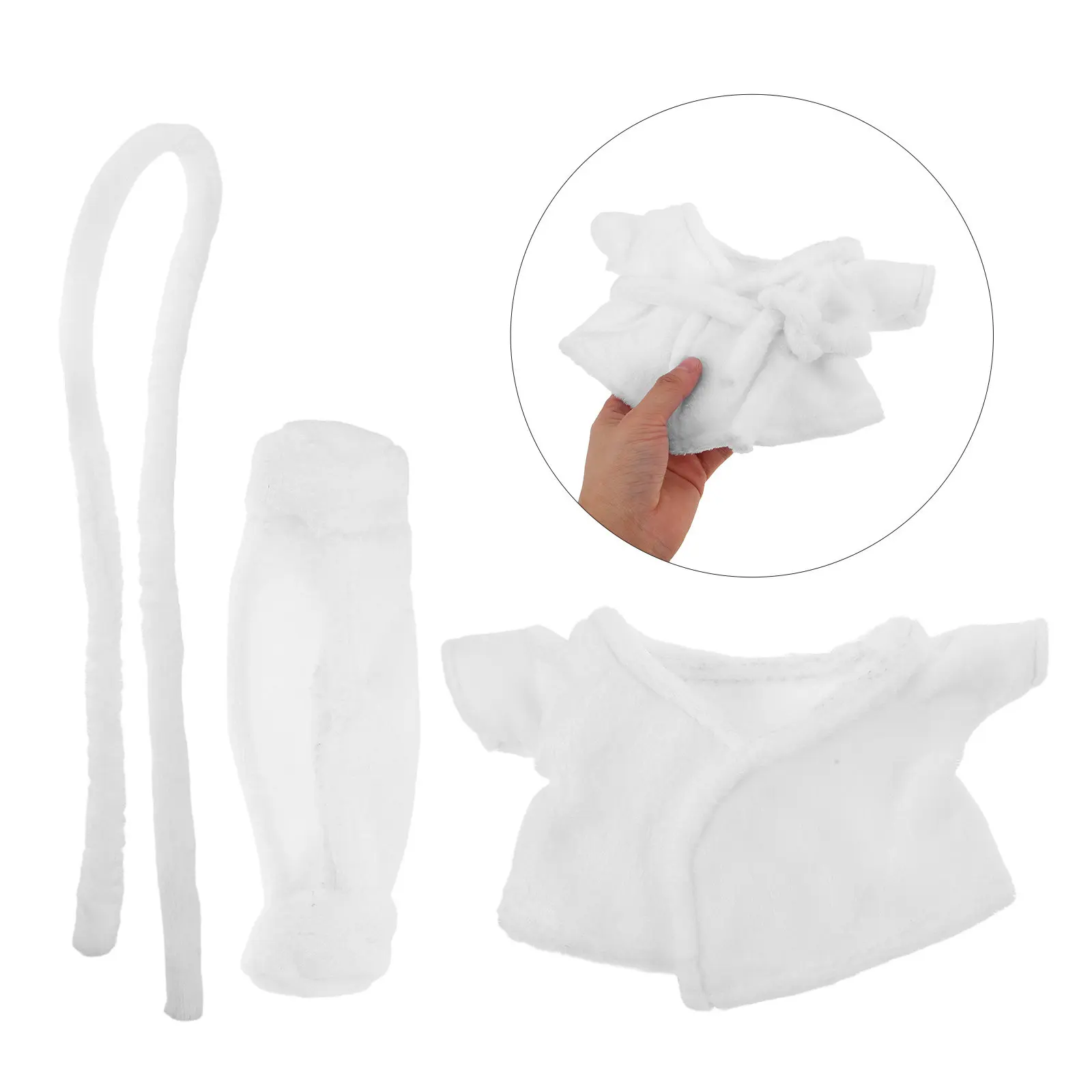 

1Set White Bear Bathrobe Spa Outfit 28Cm Stuffed Animal Loungewear Robe Set Soft Christmas Sleepwear Holiday Dressing Gown