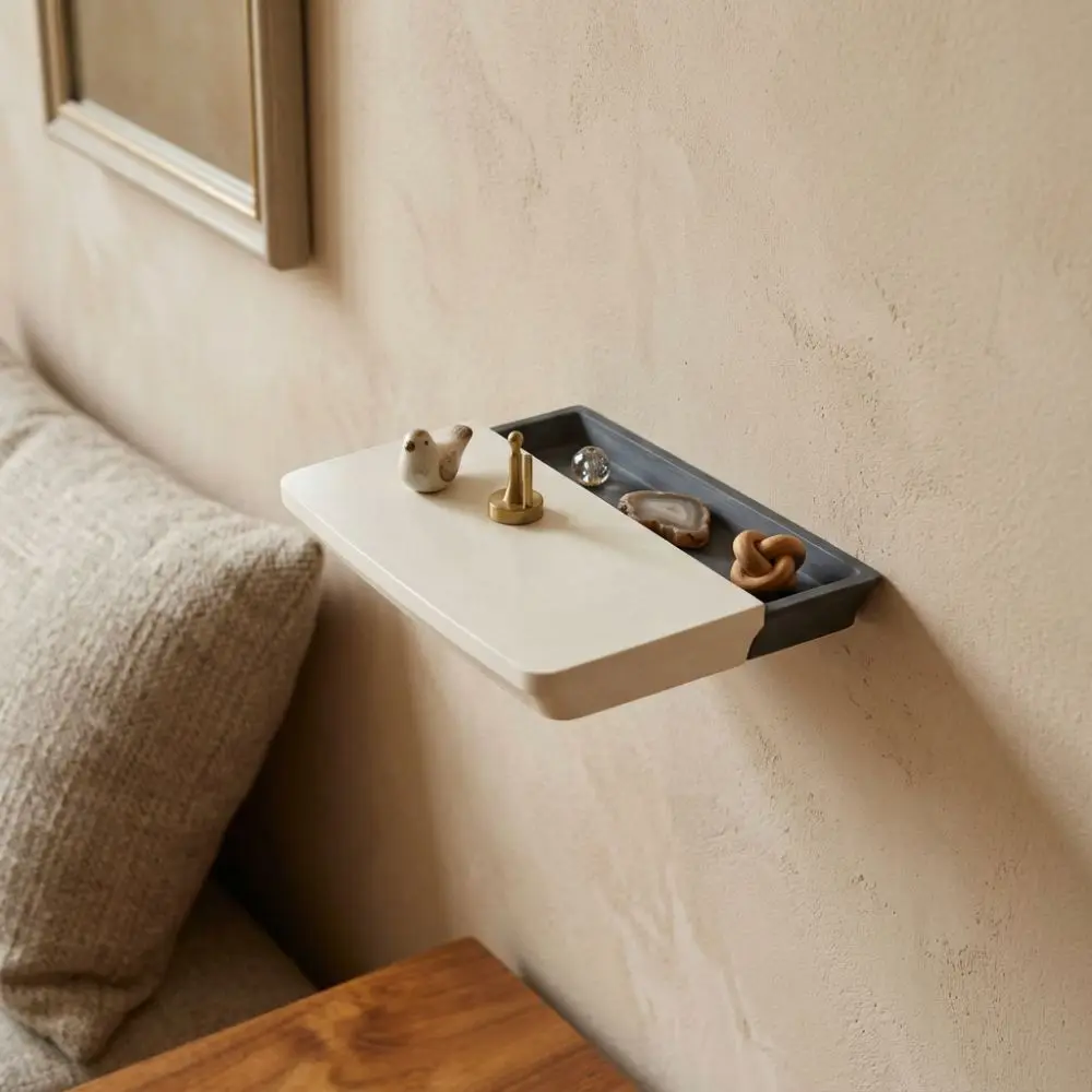 3D Printed Hidden Compartment Wall Shelf Slide Open Plastic Secret Storage Wall Stand Artistic Rectangular