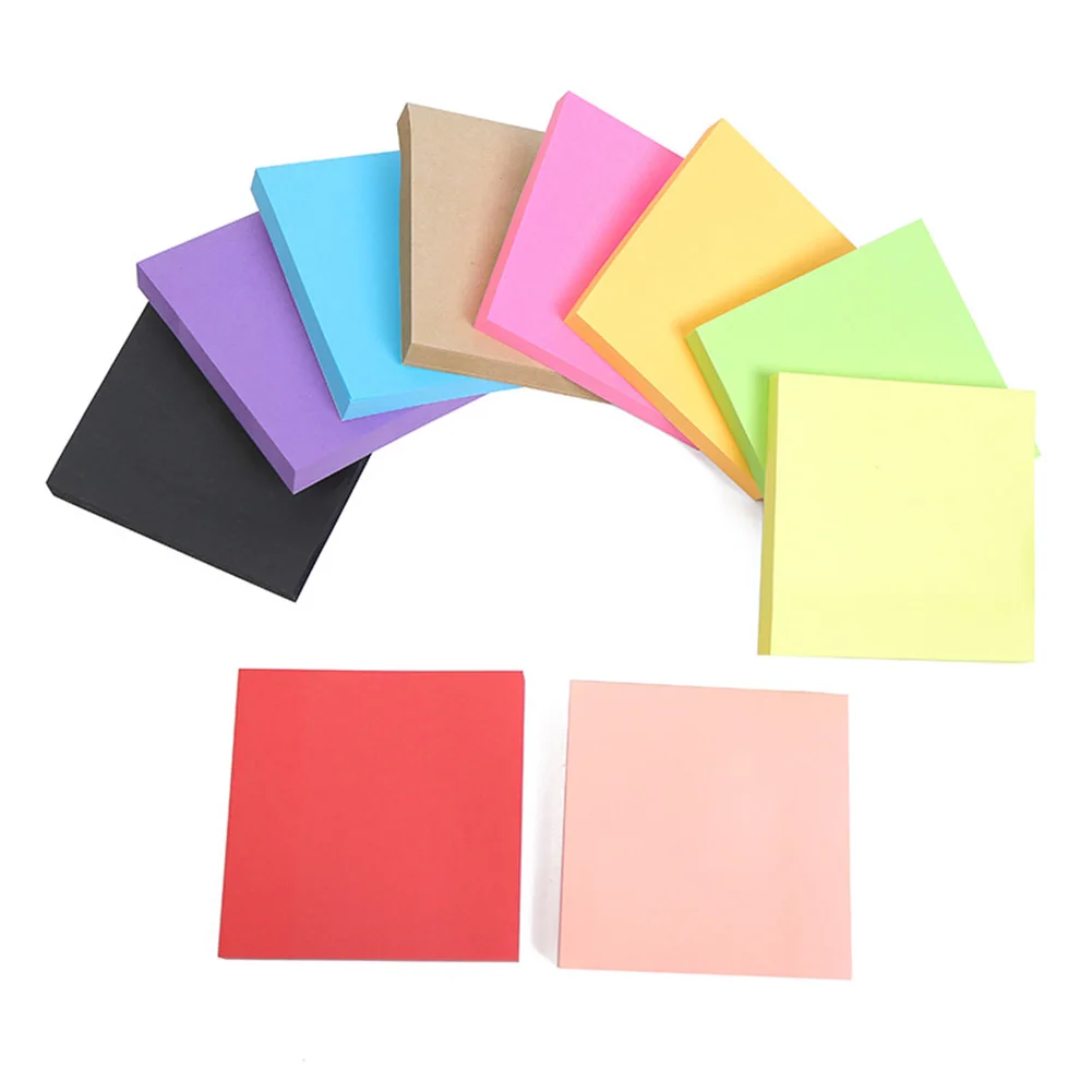 Sticky Notes Self-Stick Pads 100 แผ่น Square Memo Pads Tearable Bright สี Sticky Pads เขียนได้อุปกรณ์เสริม