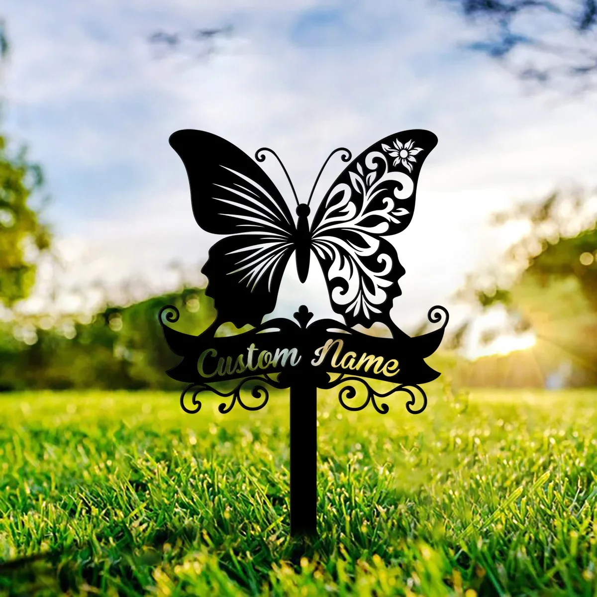 Custom Personalized Butterfly Garden Stake, Butterfly Flower Sign, Butterfly Decor, Gardener Gift, Yard Decor