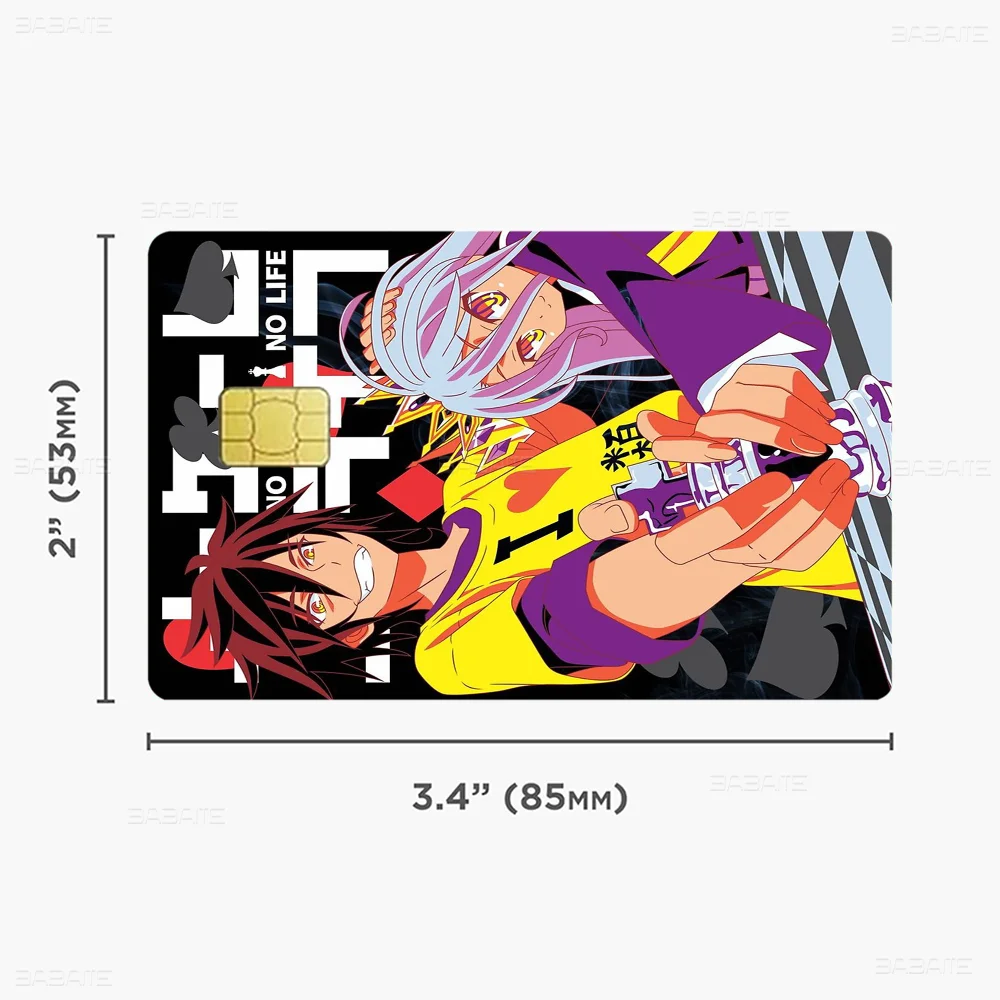 Classic Anime No Game No Life Fashion Matte Gold Silver Black Matte Film Skin Sticker Tape For Bank Credit Debit Card