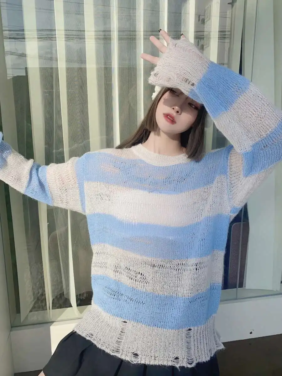 Maglione lavorato a maglia aperto Top a maniche lunghe Girocollo Crop Pullover Camicetta Cover Up per le donne Ragazze adolescenti Primavera Estate Outfit