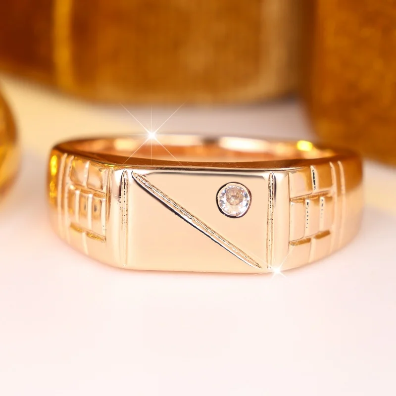 2026 New European and American Retro Checkered Carved Zircon Ring Matte Cut Surface Light Luxury Commuting Decoration