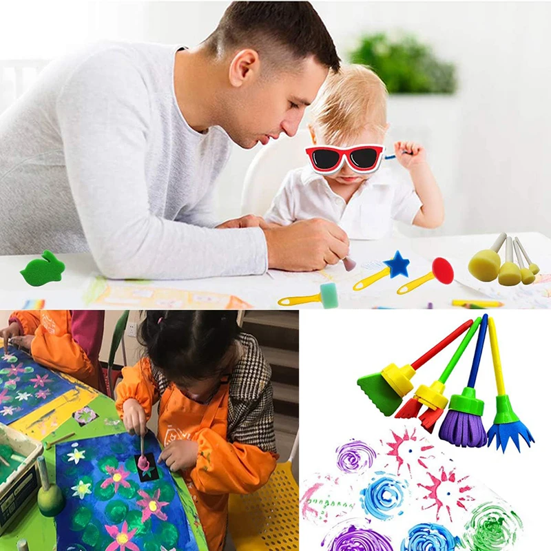 Children Drawing Toys Painting Sponge Mushroom Head Geometric Pattern Seal Parent-child Interaction Brain-boosting Toys TMZ