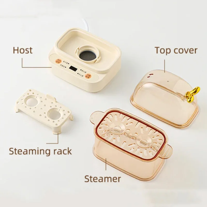 Smart Electric Egg Boiler Steamer 120W with Timing 2-Egg Capacity Mini Portable Breakfast Cooker with Automatic Power off 220V