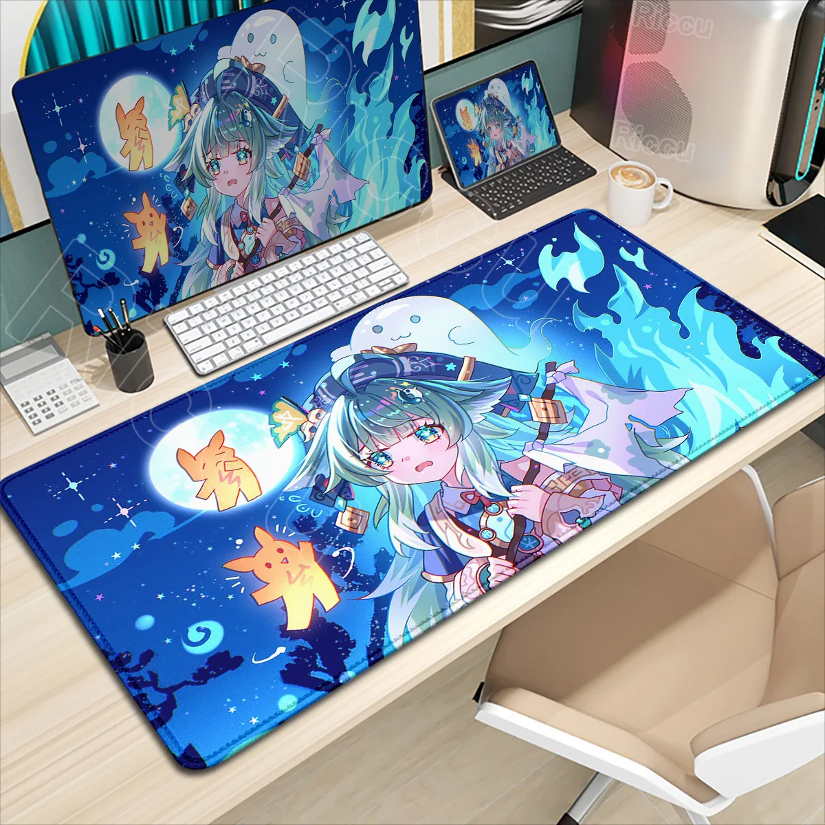 Anime Cute March 7th Mousepad Honkai Star Rail Mouse Pad Locking Edge Mice Mat Office Large Non-Slip Keyboard Mat Sparkle Huohuo