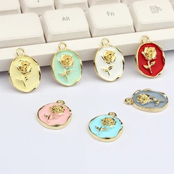 Zinc Alloy Charms Pendant Rose Flowers Coin Charms 10pcs/lot For DIY Jewelry Making Finding Accessories