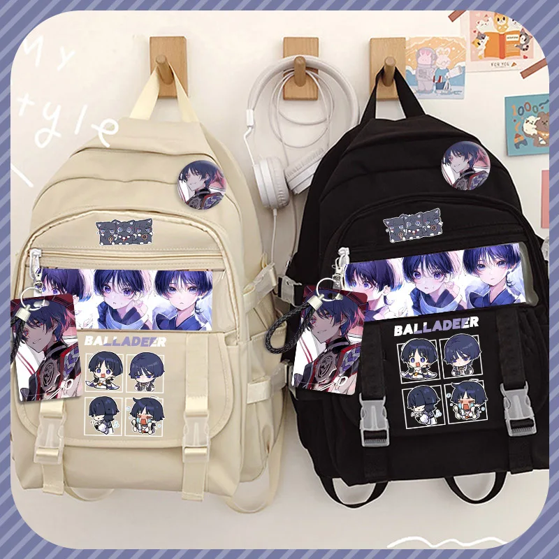 

Game GS Impact Wanderer Kabukimono Balladeer Kunikuzushi Leisure Double Root Student High Capacity Zipper Cartoon Backpack