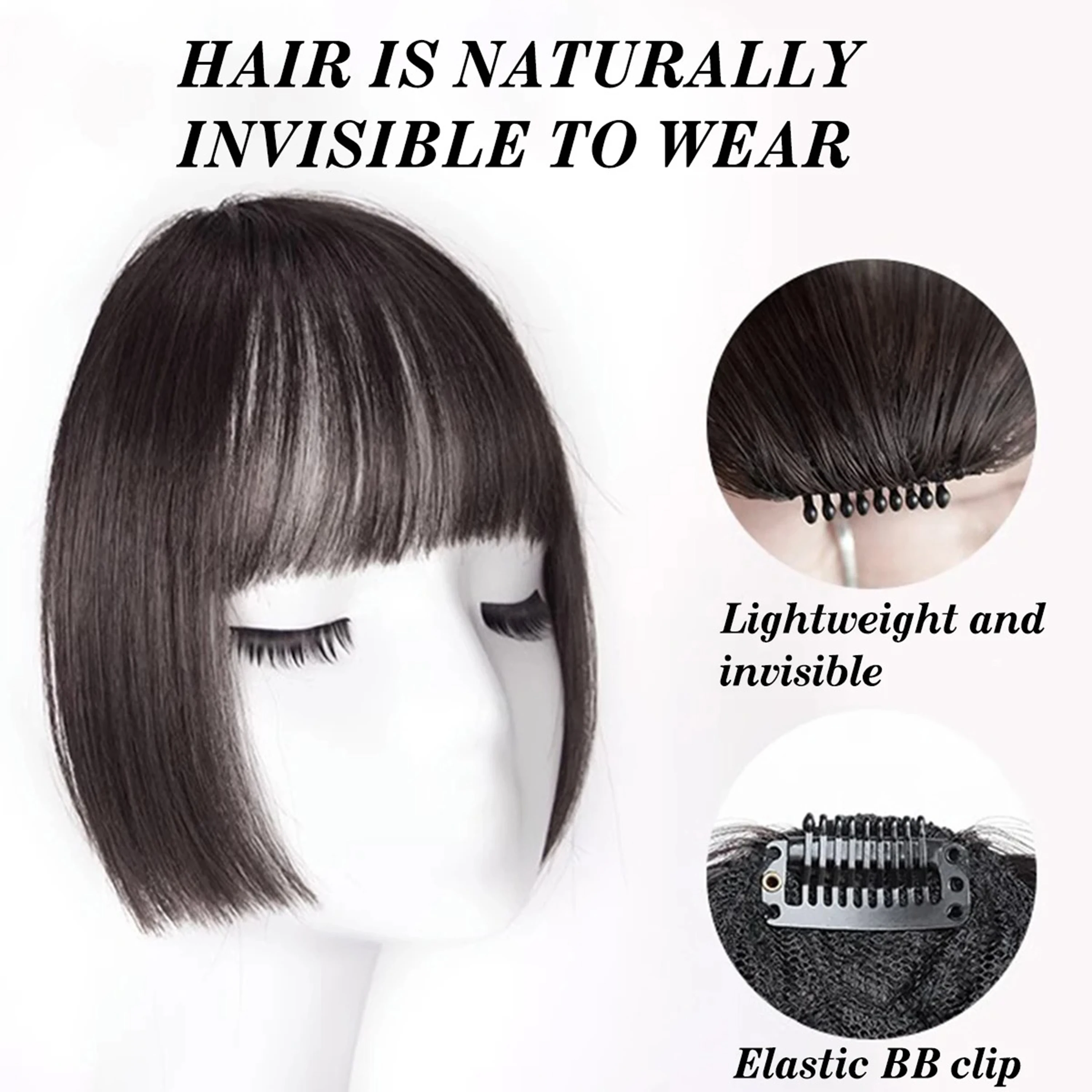 Künstliche Ponyfransen Haarstyling-Werkzeuge Clip-In Haarverlängerung Synthetisches Haar Falscher Pony Natürlicher Haaransatz für Frauen Clip-In Ponyfransen – Detail 16