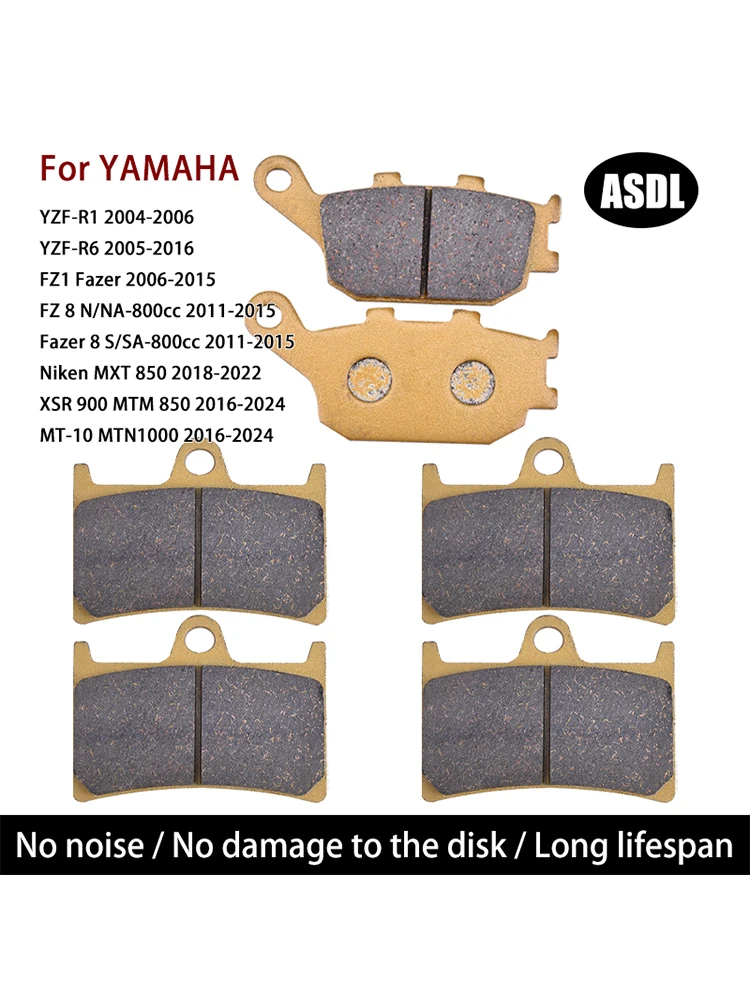Front Rear Brake Pads For YAMAHA FZ1 Fazer 8 FZ8 800 YZF-R6 R1 YZFR6 YZFR1 Niken MXT 850 MTM XSR 900 XSR900 MT-10 MT10 MTN 1000