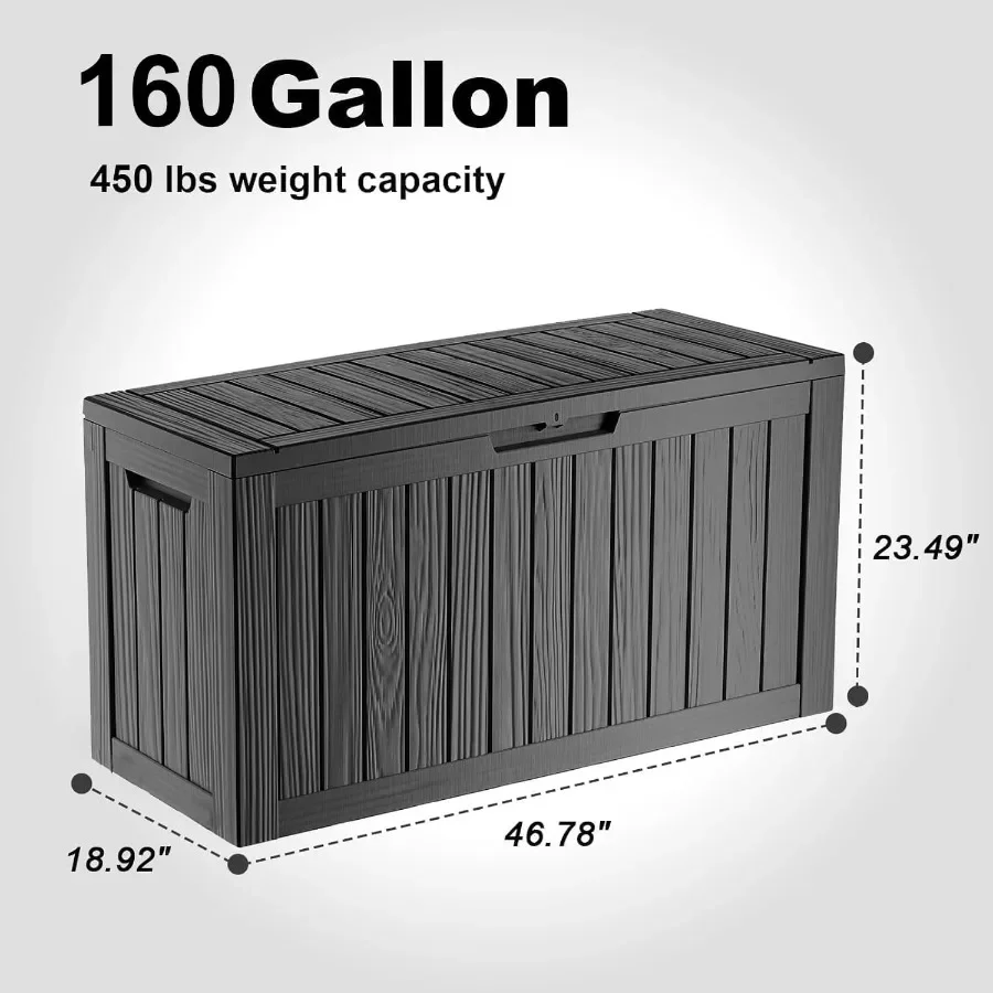160 Gal Deck Box Waterproof Outdoor Storage Box