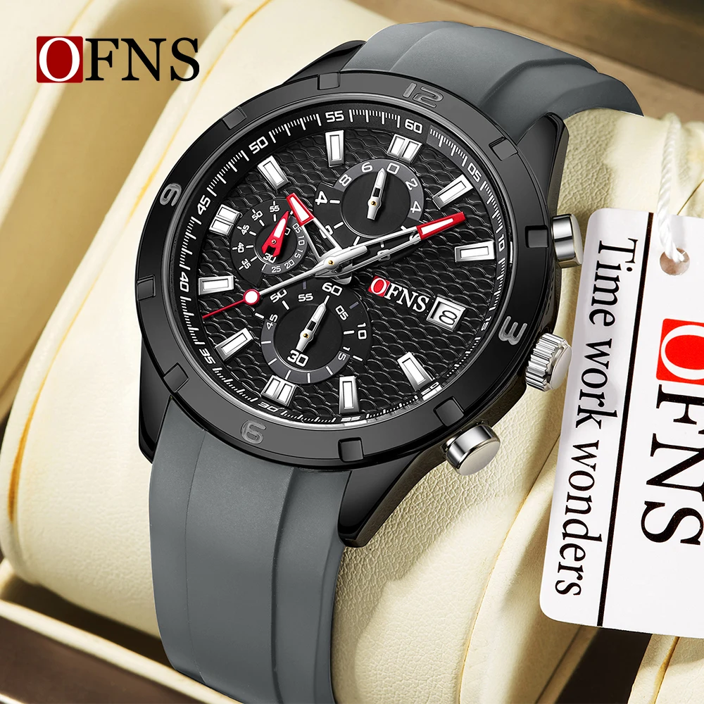 Fashionable OFNS New 8039 Hot Selling Men Single Calendar Watch Sports Waterproof Three Pocket Six Pin Men's Quartz Watch