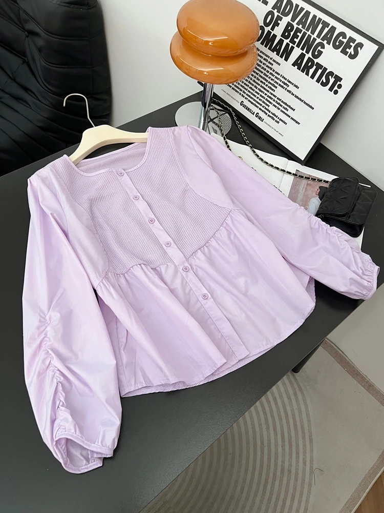 

Женская свободная блузка с длинным рукавом больших размеров для осени и зимы, скрывающая живот, в корейском стиле, для повседневной носки