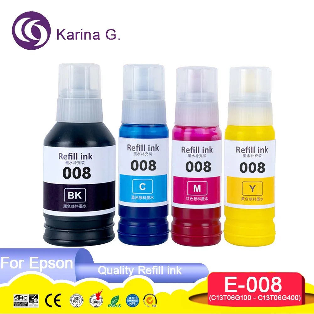 008 C13T06G100 T06G Premium Color Compatible Water Based Bottle Refill Pigment Ink for Epson Ecotank L4690 L15150 L15160 Printer