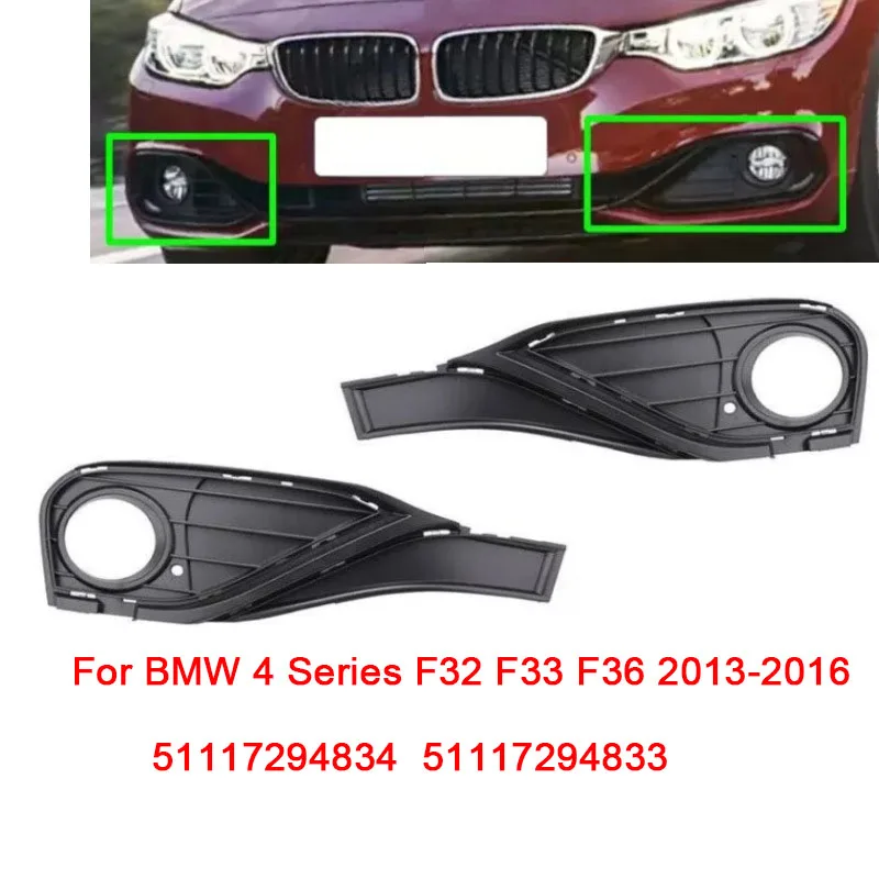 

2Pcs For BMW 4 Series F32 F33 F36 2013 2014 2015 2016 Grille Front Fog Light Frame Grille Decorative 51117294834 51117294833