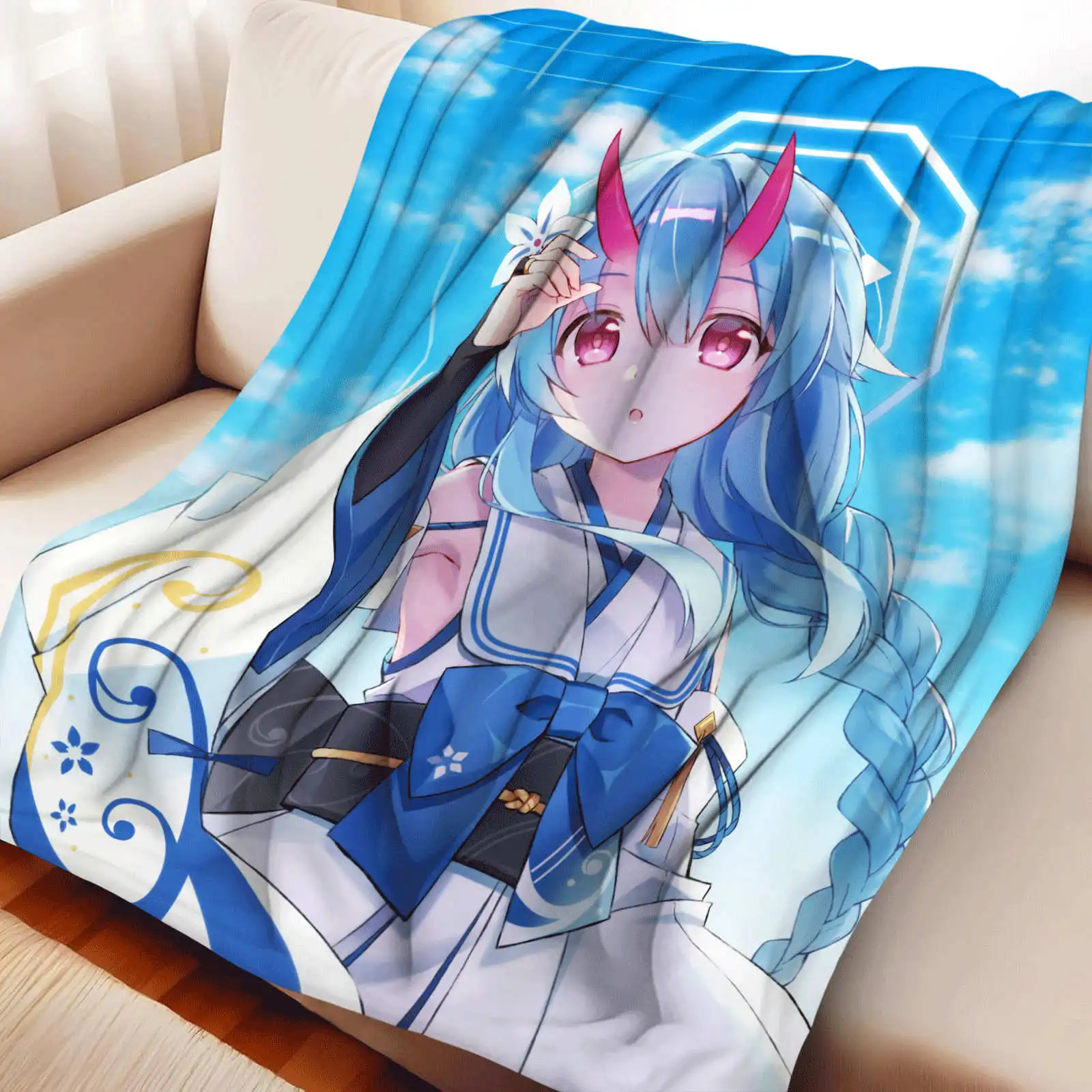Chise（Blue Archive）Blanket Lovely Printed Multifunctional Flannel Gifts for Home Camping Travel