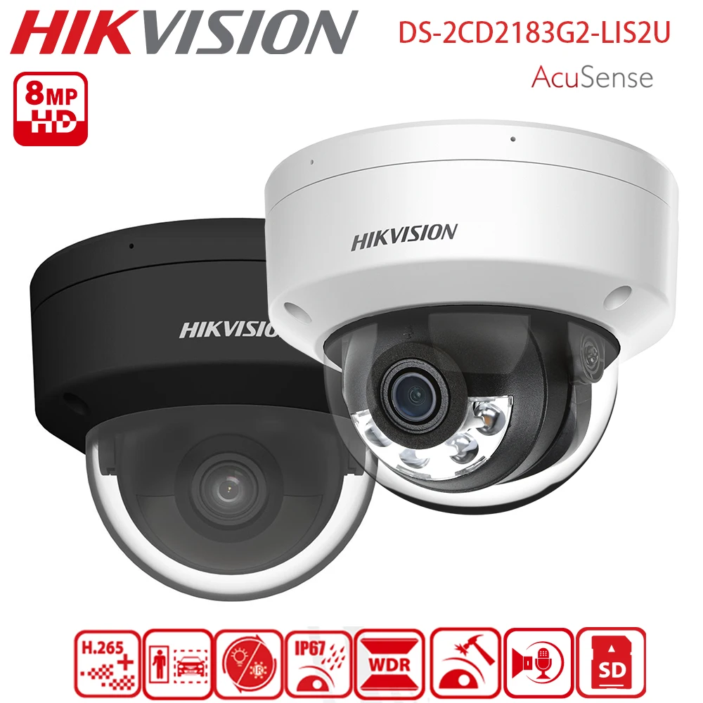 

Купольная IP-камера Hikvision 8 Мп 4K AcuSense Smart Hybrid Light DS-2CD2183G2-LIS2U, черно-белая