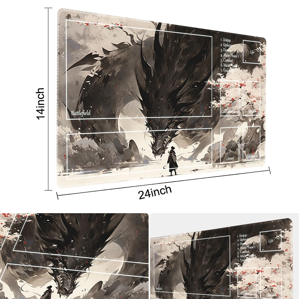 Shadow Dragon- Board Game TCG Playmat Table Mat Game Size 60X35 CM Mousepad Compatible for MTG CCG